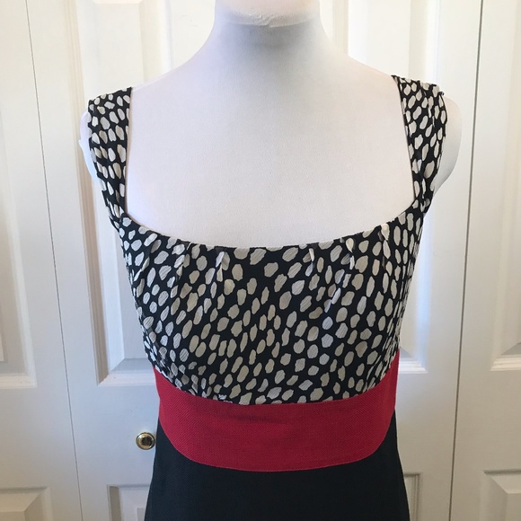 Ann Taylor Dress Black w/ Red Waist sz 4 - Picture 2 of 5